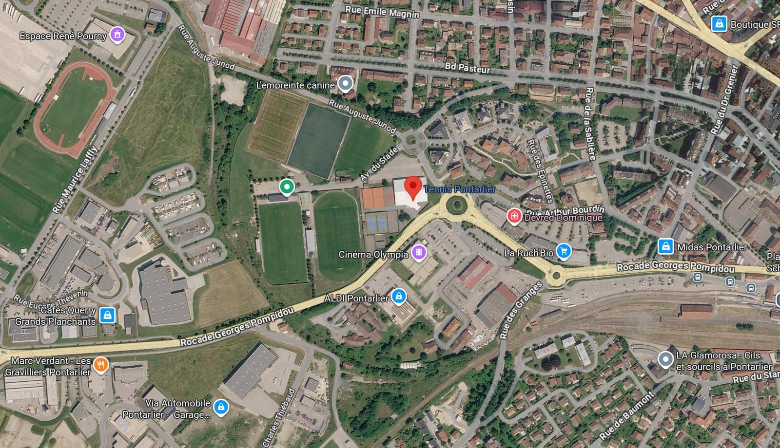 Plan d'accès au CAP Tennis Pontarlier, Avenue du Stade